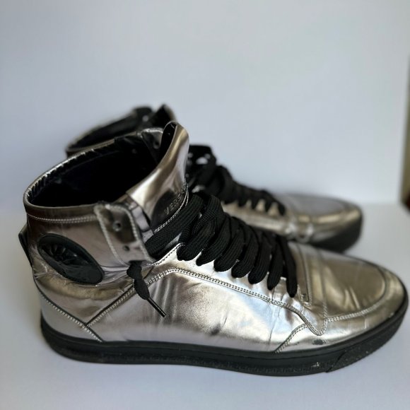 Versace Other - Versace Medusa Palazzo High Top Sneakers Silver Embellished High Top Sneakers 9